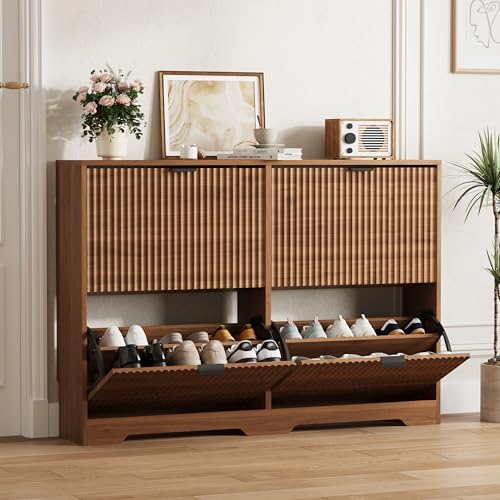 Shoe Cabinet Storage for Entryway with 4 Flip Drawers