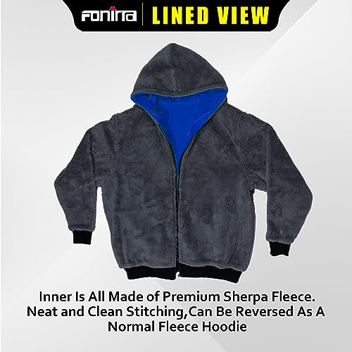 Men's High Visibility Safety ANSI Class 3 Lined Fleece Hoodie Sweatshirt with Black Bottom Jumper Workwear for Men