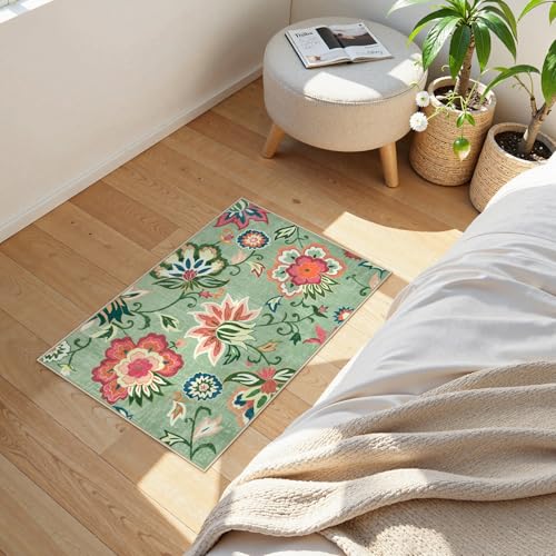 Floral 2x3 Washable Rug Non Slip (6 Sq Ft)