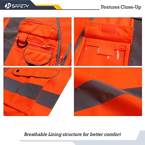 Safety Vest for Men Women Reflective Hi Vis JK150 Orange 2XL