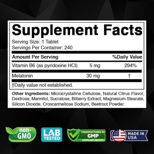 Melatonin 30 mg with Vitamin B6 (240 Count)