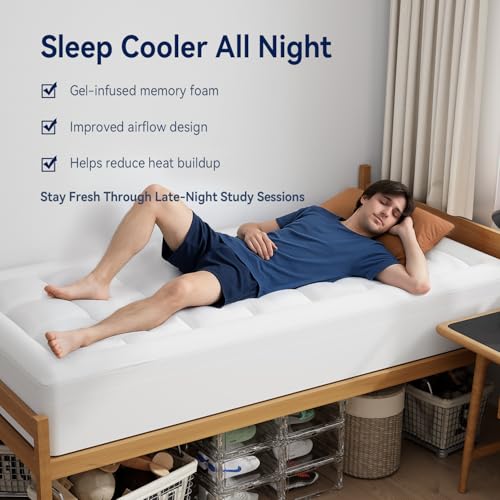 Twin XL College Dorm Essentials 3 Inch Memory Foam Mattress Topper
