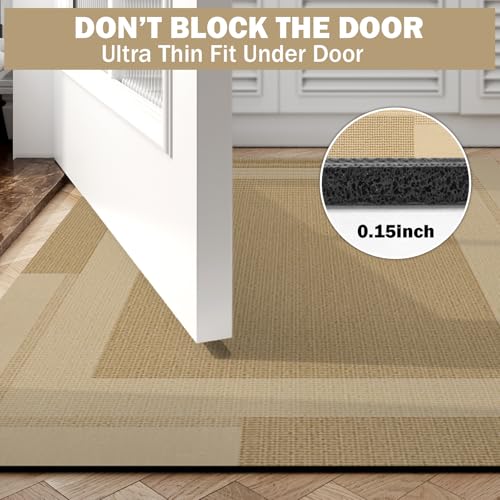 Non Slip Bath Mat Thin Bathroom Rugs Fit Under Door Brown 16"x 24"