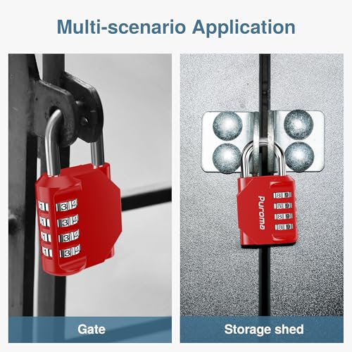 4 Combination Lock Locker 4 Digits Combo Padlock Gym Red & Black