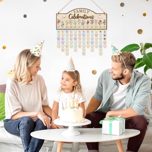 Wooden 3D Family Celebrations Birthday Calendar Wall Hanging