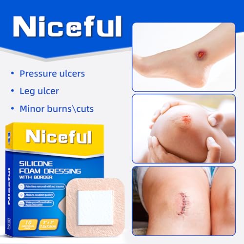 Ultra Soft Silicone Foam Dressing 3"x3" 10 Pcs (10 Count)
