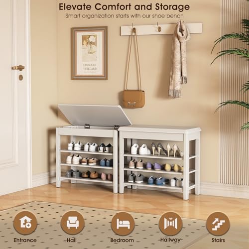 Shoe Rack Bench Seat Rubberwood 3
