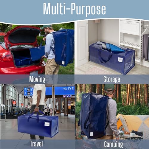 6 Pack Heavy Duty Moving Bags with Backpack Straps (6 Count)