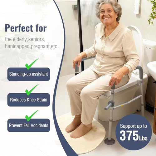 Yescom Raised Adjustable Toilet Seat with Steel Step Stool Bedside Commode