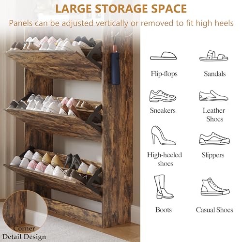 Tall Shoe Cabinet with Coat Rack