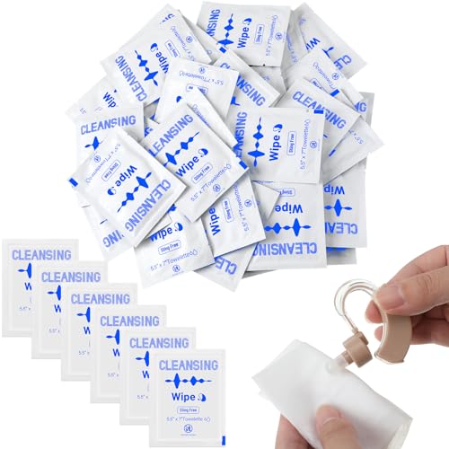 200 Count Hearing Aid Wipes Individually Wrapped Cleaning Towelettes Phone Cleaning Wipes Laptop Cleaner Wipes for Earwax Earbuds Sweat Earmold Earplugs in Ear Monitors Clean Removal