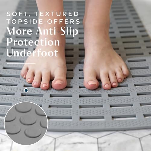 31"x15" Weighted Non Slip Bath Mat for Textured Tubs
