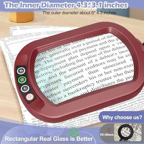 12X Square Magnifying Glass with Light and Stand