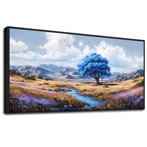 Framed Wall Art Rustic Modern Nature Wall Art Canvas Art Wall Decor Spring Scene Wall Art Decor Artwork Mountain Large Wall Art Prints for Room Living Room Bedroom Office Decor 24X48 inch