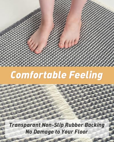 Upgraded Waffle Bath Mat Runner Absorbent Non Slip Bathroom Mat (12 Sq Ft)