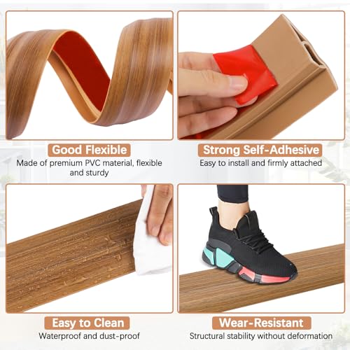 Vinyl Floor Transition Strip Self Adhesive Door Threshold Strip (6.6 Foot)
