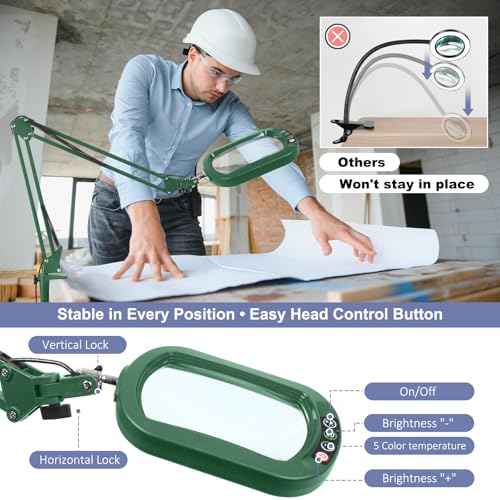 14.35" Large Magnifying Glass with Light and Clamp