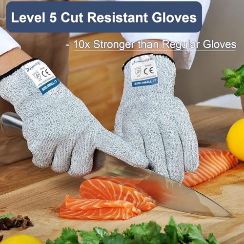 Cut Resistant Gloves Food Grade Level 5 Protection (3 Count)