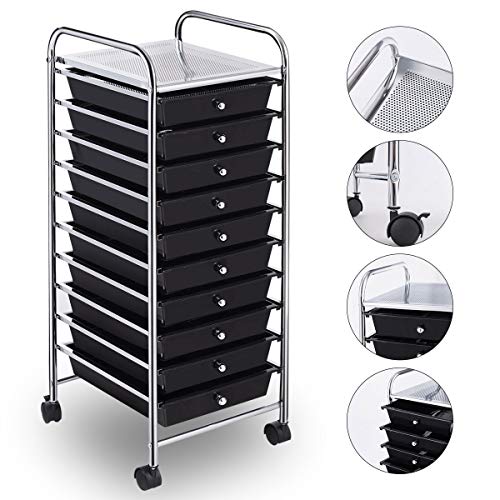 10 Drawer Rolling Storage Cart Scrapbook Paper Office School Organizer