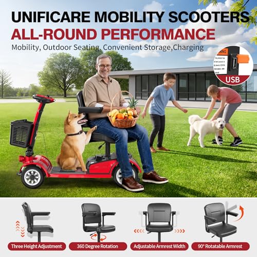4 Wheel Folding Mobility Scooter 22Mi Range 418LBS Large Size