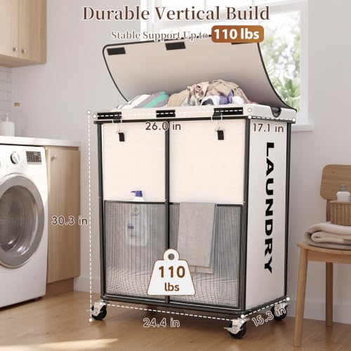 Laundry Hamper with Wheels and Lid