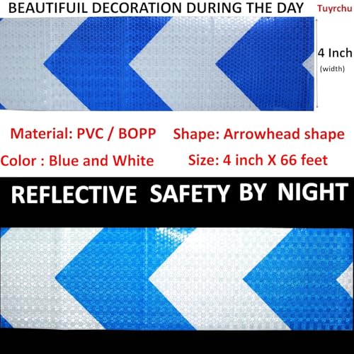 Reflective Tape Blue and White 4 inch X 66 feet