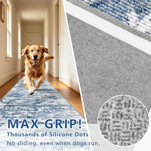 Long Hallway Runner Rug 2.6x12 ft Textured Non Slip for Dogs (31.2 Sq Ft)