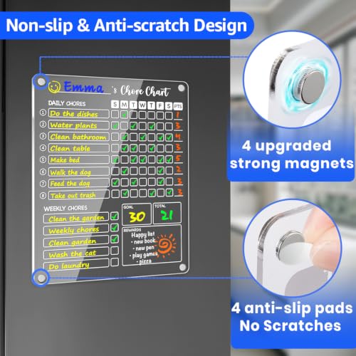 Acrylic Magnetic Chore Chart for Kids (3 Count)
