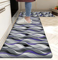Kitchen Mats for Floor Modern Abstract kitchen rugs Grey and Purple Stripe Anti Fatigue Kitchen Mats Waterproof Floor Mats Cushioned Non
