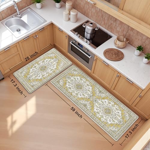 Boho Kitchen Mats for Floor 2PC Anti Fatigue Kitchen Rugs (2 Count)