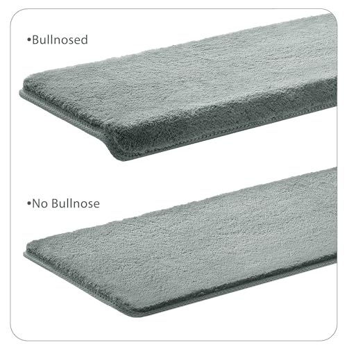 Ultra Plush Carpet Stair Treads 8 x 30 Inch Light Gray 7 Pcs (11.67 Sq Ft)