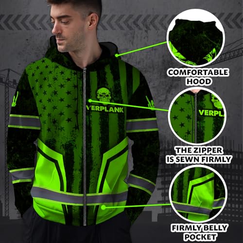 Hi Vis Reflective Zip Up Hoodie