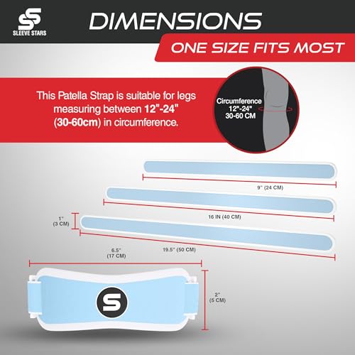 Sleeve Stars Swedish Brand Patellar Tendon Support Strap for Women & Men Effective Osgood Schlatter Knee Brace Youth & Kids Knee Brace with 3 Adjustable Length fits 12"
