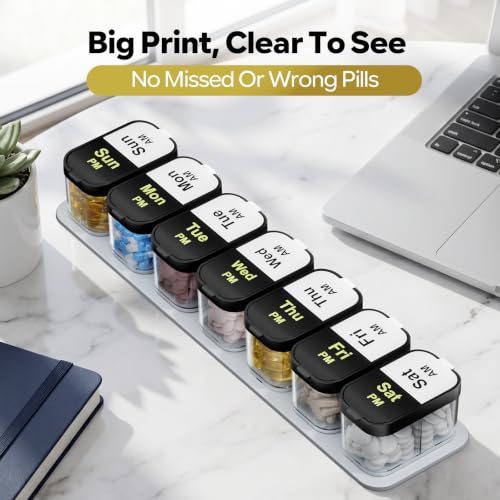 Extra Large Weekly Pill Organizer 2 Times A Day AM PM