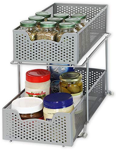 2 Tier Sliding Cabinet Basket Organizer Drawer (2 Count)