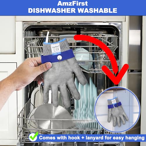 Cut Resistant Gloves Food Grade & Stainless Steel Mesh for Oyster Shucking Butcher Kitchen Meat and Fish Slicing