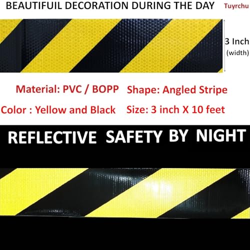 Yellow Black Reflective Tape Outdoor Waterproof 3 inch X 10 feet