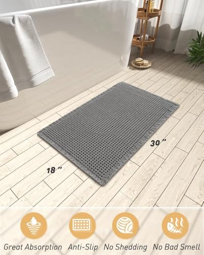Upgraded Waffle Bath Mat Ultra Absorbent Non Slip Bathroom Mat