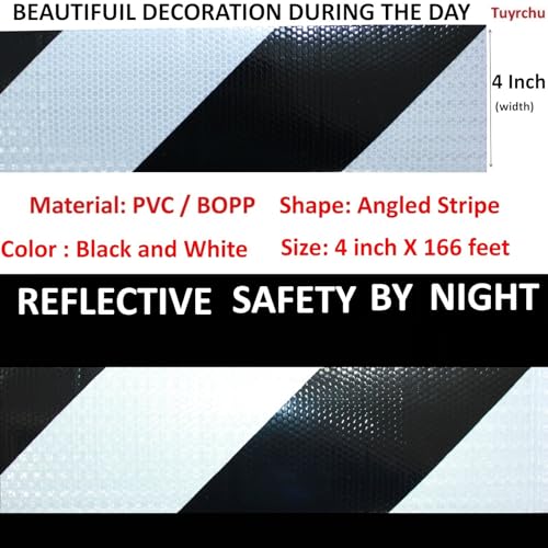 Black White Reflective Tape 4 inch X 166 feet