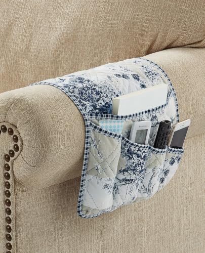 Blue & Beige Toile Couch Armrest Cover