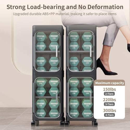 2 Tier Slim Bathroom Storage Cabinet