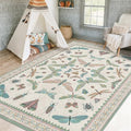 5x7 Pink and Green Nursery Rug (35 Sq Ft)