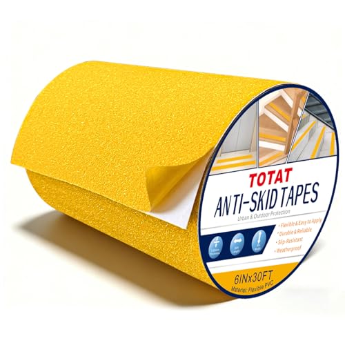 Anti Slip Tape 6" x30FT Yellow PVC Safety Traction Tape for Stairs (30 Foot)