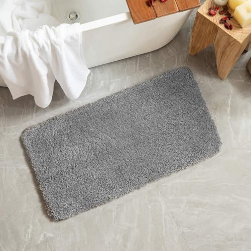 Grey Large Bathroom Rugs Soft Microfiber Bath Mat 24x36 Inch - Bel Marant
