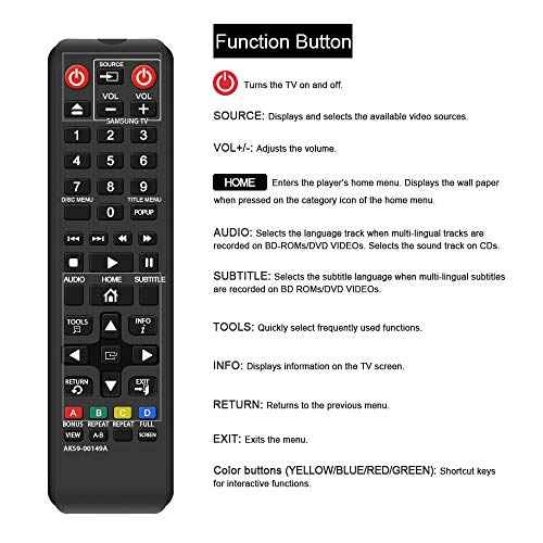 AK59 00149A Remote Replacement for Samsung DVD BD Blu