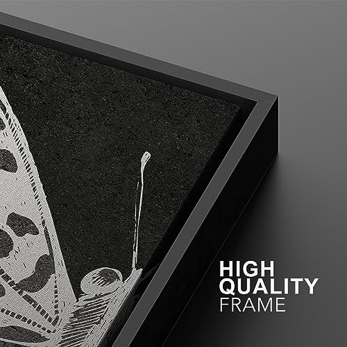 Framed Canvas Wall Art Black and White Butterfly Prints Minimalist Modern Art Boho Wall Decor for Bedroom (2 Count)