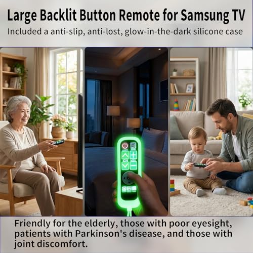 Backlit Big Button TV Remote Replacement for Samsung TV with Cover & Hook