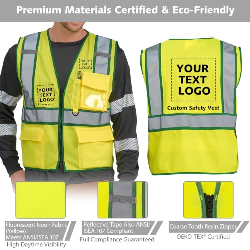 Neon Green Reflective Vest with Logo Printing