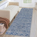 2x6 Washable Runners for Hallways Blue Beige Moroccan Boho