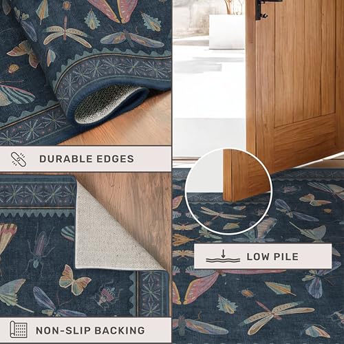 Dark Blue Vintage Hallway Runner Rug 3x12 (36 Sq Ft)